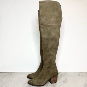 New! BP Luke Gray Green Faux Suede Over The Knee Boot 6.5